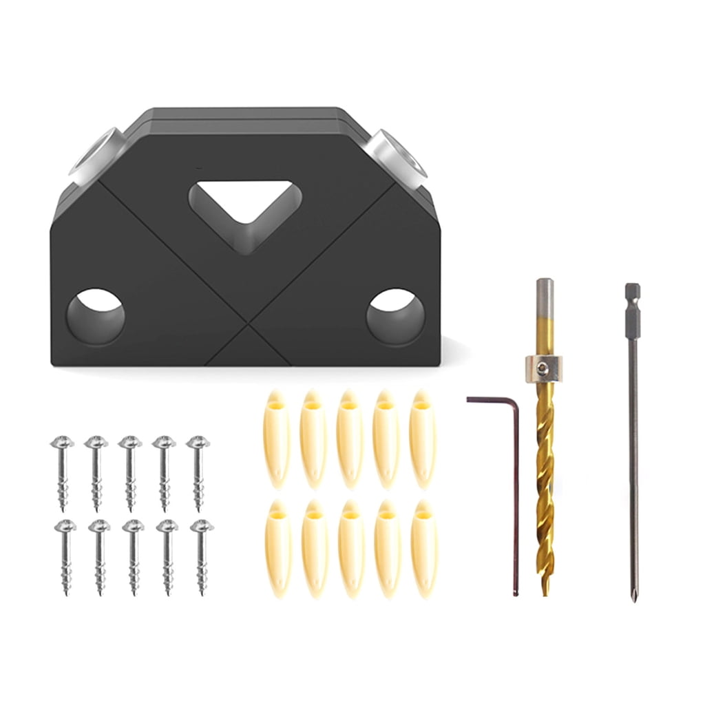 Pocket Hole Jig Set 45° Punch Locator Angle Woodworking Tool Hole Screw Jig Positioner Drilling Dowel Drill Guide Joiner
