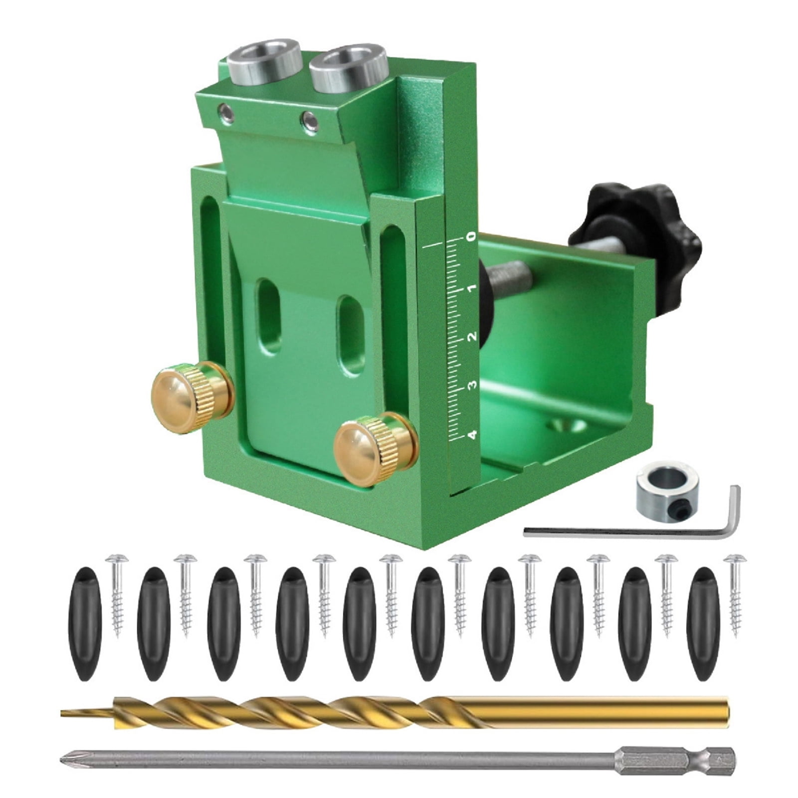 Pocket Hole Jig Set with Drill Bit Wrench and Plugs for Woodworking 15 Degree Adjustable Depth for Carpentry