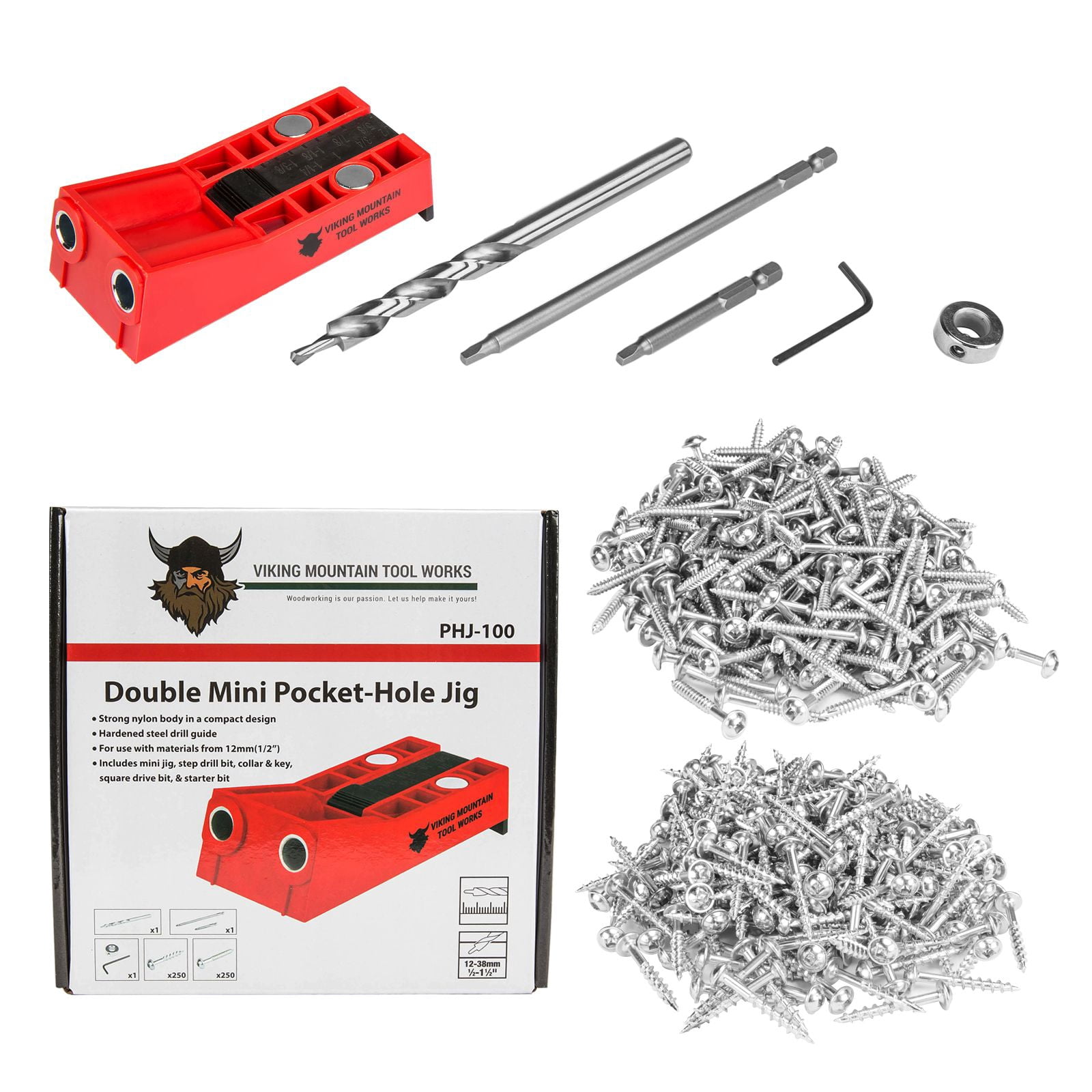 Pocket Hole Jig Kit With Builders 500 Pack Of Pocket Hole Screws For 3/4 Hard And Soft Wood. Build Tables, Shelves, Cabinets, Furniture, And More! - Walmart Supplies