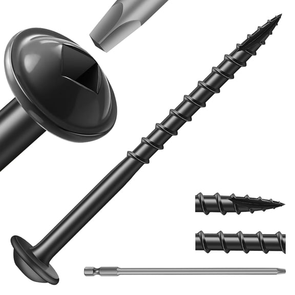 Pocket Hole Screws #8 x 2 Inch (250Pcs) 2lb. Carbon Steel, Black, Washer Head, Coarse Thread, Square Drive,150MM Drive Bit Included