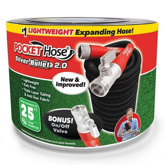 Pocket Hose  0.75 in. x 25 ft. Silver Bullet 2.0 Medium Duty Expandable Flexible Garden Hose