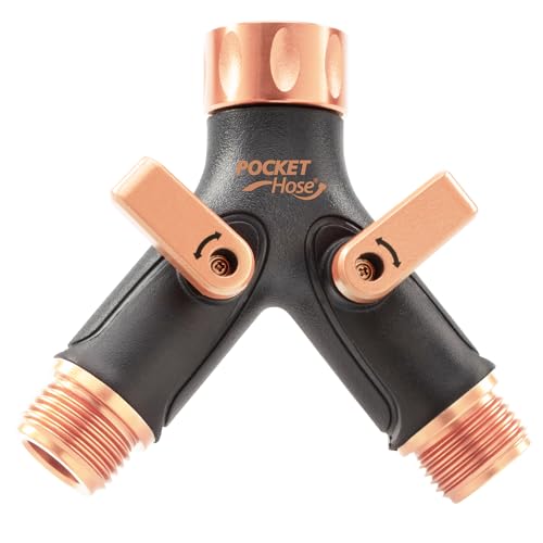 Pocket Hose Copper Bullet 2Way Hose Splitter, HeavyDuty, ASSEENON