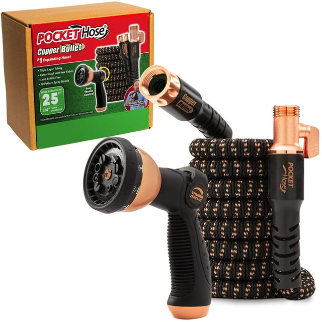 Pocket Hose Copper Bullet 25 FT Expandable Garden Water Hose with