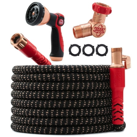 Pocket Hose Copper Head w/New Pocket Pivot Expandable Garden Hose 100FT, AS SEEN ON TV, Swivels 360°, Advanced Tri-Tex Tubing & Force Field Jacket, 3X Stronger, Lead-Free, No-Kink, Anti-Burst w/APT