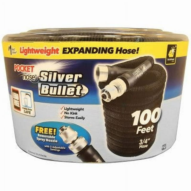 Pocket Hose Silver Bullet Pocket Garden Hose, 100Ft. 1 Pack
