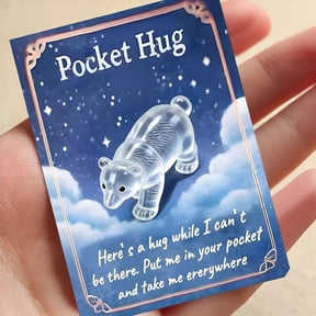 Pocket Hug Animal Cards, Mini Glass Animal Figurines with Inspirational Cards, Thoughtful Encouragement Keepsake Gifts for Friends Family Coworkers (1pc Bear)