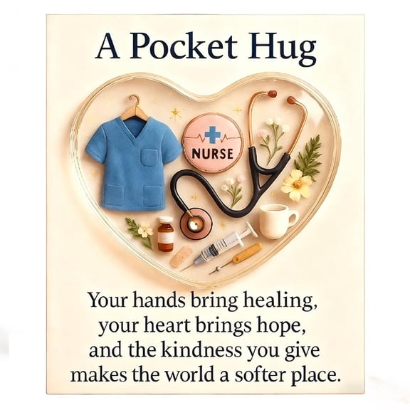 Pocket Hug Card for Nurses and Doctors, Encouragement Token for Healthcare Heroes with Thank You Card, Nurse Appreciation Gifts Mini Nurses Hospital Doctor Tools Heart Pocket Hug Token