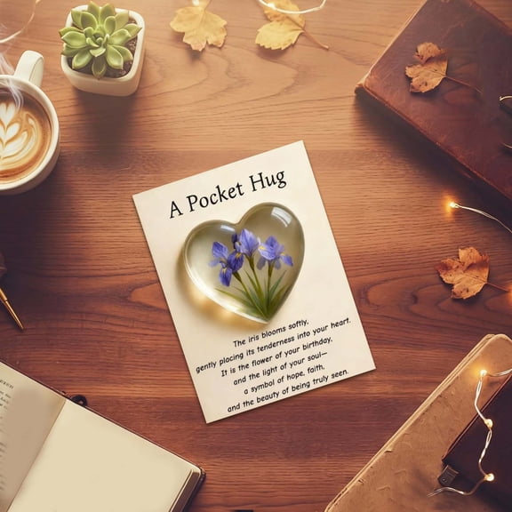 Pocket Hug Card, Pocket Hug Token Gift for Women, Pocket Hug Token Hug Small Gift, Acrylic 12-Month Flower Pocket Token Decor