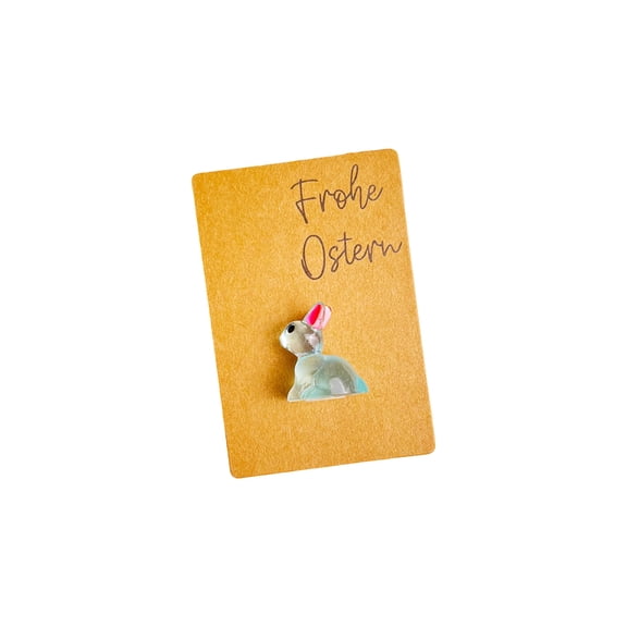 Pocket Hug Card With Glow-In-The-Dark Bunny For Easter Festive Gifting, Decorative Small Item, Frohe Ostern Design