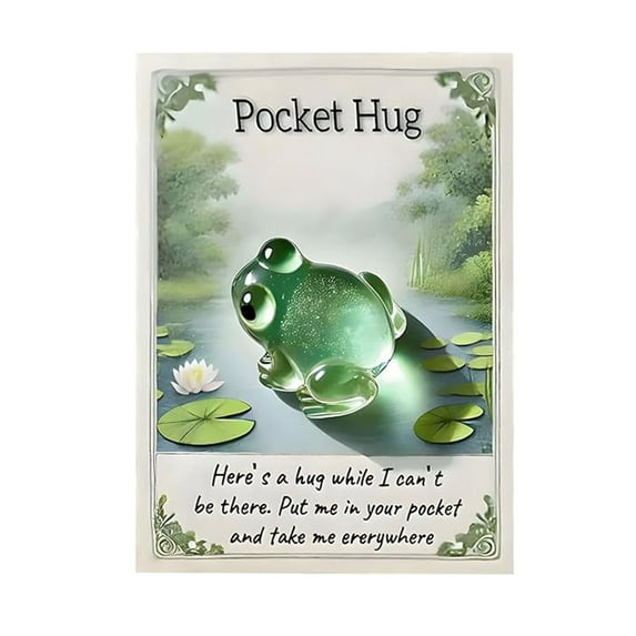 Pocket Hug Cards With Resin & Inspirational Cards | 3.15" Pocket Keepsake, Positive Affirmation Tokens for Friends Birthday, Graduation Motivational Present(Frog)