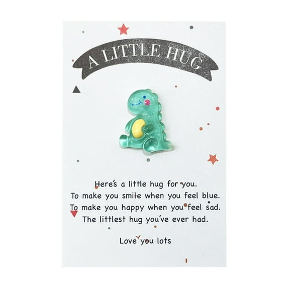 Pocket Hug Cartoon Dinosaur Decoration with Greeting Card A Little Hug Green Frog Resin Ornament Friends Family Birthday Anniversary Gift