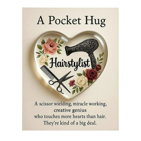 A Pocket Hug, A Charming Heart-Shaped Pocket Hug with A Card, Perfect As A Gift For Hairdresser And All Craft Enthusiasts (Hairdresser Gift Decorations, C)