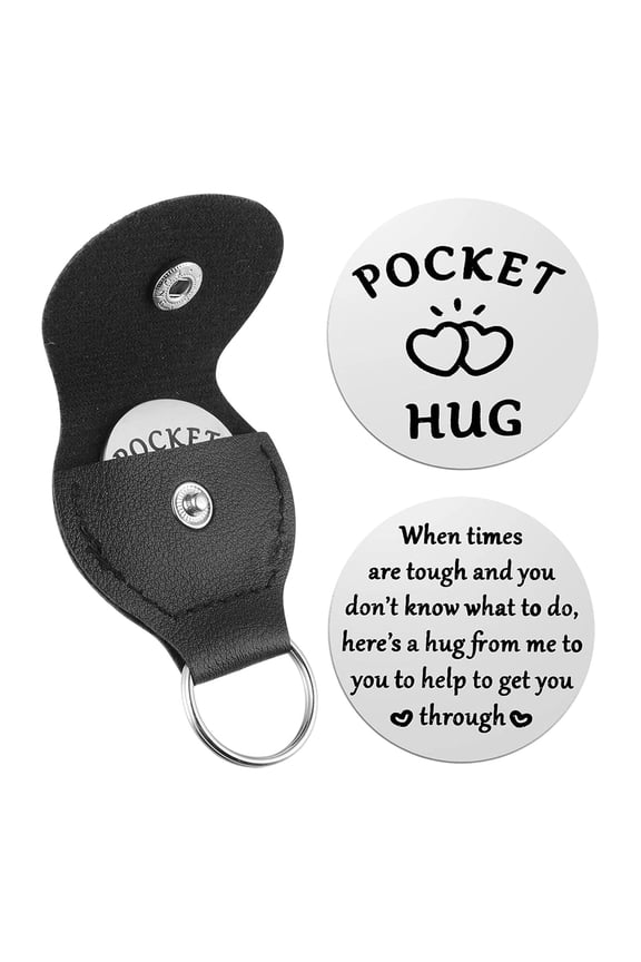 Pocket Hug Coin,Valentines Gifts for Him,Valentine's Day Couples Gifts Coin Pocket Hug Token Keychain,Maker Keyring Christmas Gift,Motivational Words Decision Coin As Gifts For Lovers(A)