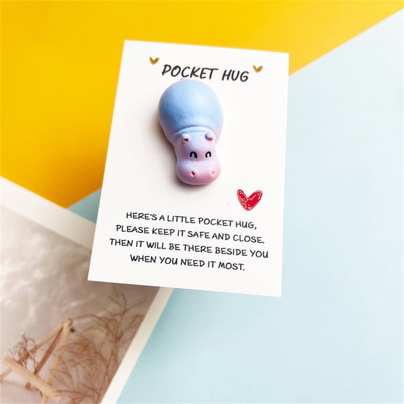 Pocket Hug Cute Smiling Hippo Pocket Hug Card With Figurine, Emotional Support Gift Set, Thank You Card With Mini Figurine For S Teens, 1 Card + 1 Figurine, One Size