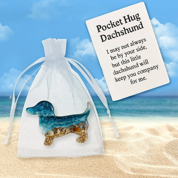 Pocket Hug Dachhund 1Pc Pocket Hugs with Organza Bag & Greeting Card Thinking of You Gifts Cute Resin Animal Pocket Hug Token Thank You Gifts Appreciation Gifts for Employee Coworker Friend Family