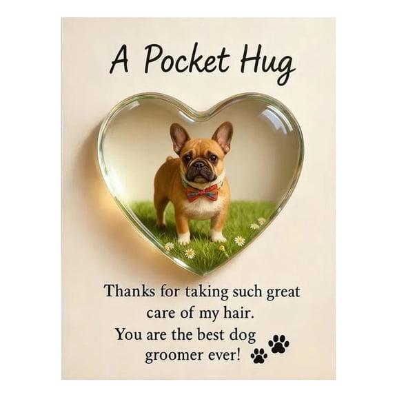 A Pocket Hug for Dog Groomers, Heart-Shaped Groomer Appreciation Keepsake with Appreciation Card, Nice Groomers Pocket Hug Token Gift Express Gratitude to Stylists