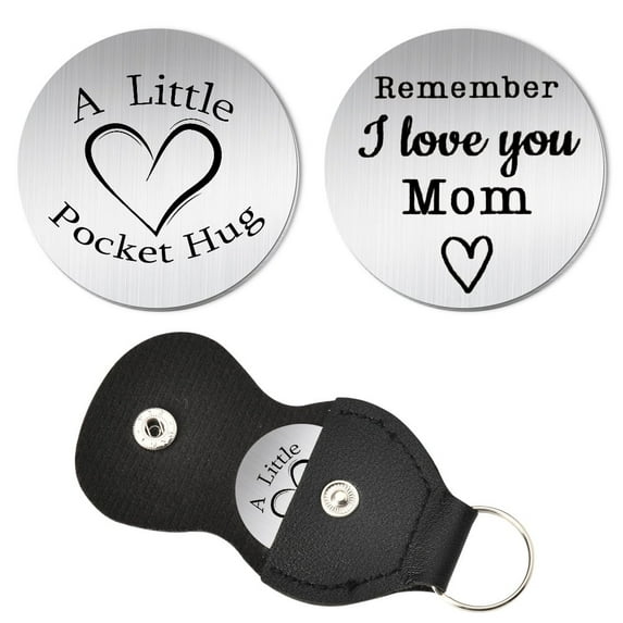 Pocket Hug Gifts for Mom Mother Christmas Birthday Gifts for Mom In Law Stepmom Inspirational Long Distance Relationship Keychain Gifts for Mom Double Sided Pocket Hug With PU Leather Keychains