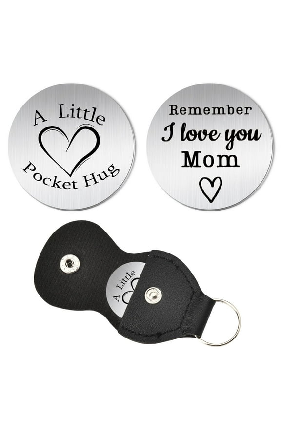 Pocket Hug Gifts for Mom Mother Christmas Birthday Gifts for Mom In Law Stepmom Inspirational Long Distance Relationship Keychain Gifts for Mom Double Sided Pocket Hug With PU Leather Keychains