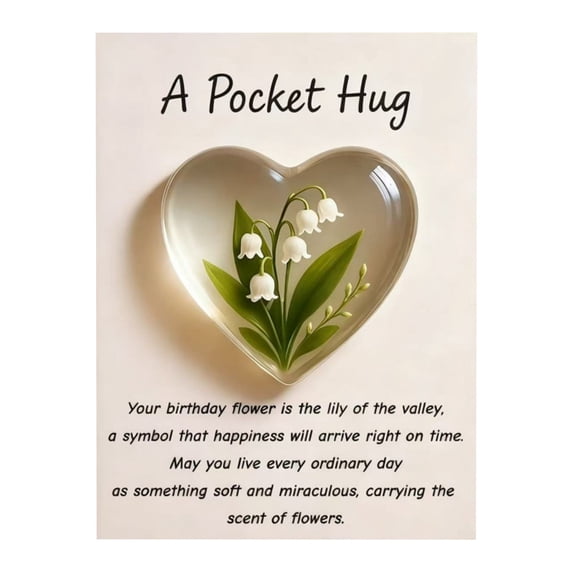 Pocket Hug Heart with Greeting Cards, Birth Flower Pocket Hug, Little Heart Pocket Hug Token, Holiday Pocket Hugs, Heart-Shaped Keepsake, Encouragement Gifts for Birthday, Anniversary, Friendship