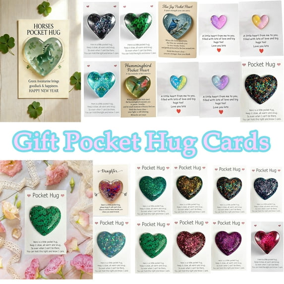 Pocket Hug Heart Shaped Keepsake Gift Token with Greeting Card, Encouragement Emotional Support Love Gift for Long Distance Couples, Thinking of You Present for Friends Family Colleagues, HAODEJW