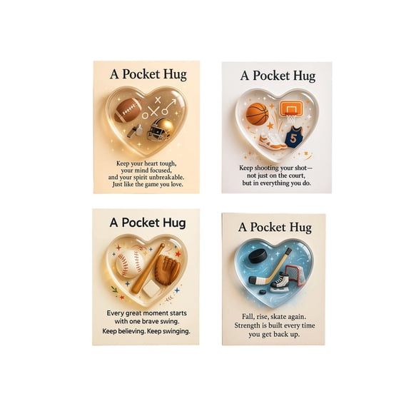 Pocket Hug Heart Sports-Themed Collection - Golf Basketball Baseball Pocket Ornaments with Gift Card Holders, Perfect for Gifting & Desk Decor, Cute Collectible for Sports Fans, 2.76*3.54in, B