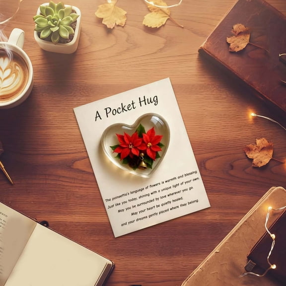 Pocket Hug Heart Token with Greeting Card, Heart Shaped Natural Stones, Valentines Day Pocket Hug Keepsake Gift for Colleagues & Family, Long-Distance Relationships Gift