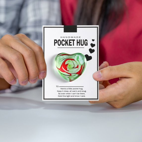 Pocket Hug Heart Token With Greeting Card - Pocket Hug Cards Keepsake Gifts - Hug Miss You Birthday Wedding Valentines Mothers Day Gifts for Mom Women