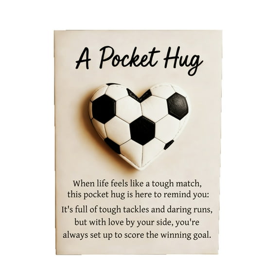 Pocket Hug Heart with Greeting Cards, Sport Ball Game Theme Design, Gift for Friends Sport Lovers, Keepsake Exchange Relationship Cards (Football)
