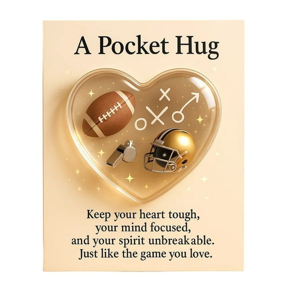 Pocket Hug for Sports Themed Valentines Day Gifts, Athletes Gifts, Heart Pocket Hug Token with Greeting Cards, Athletes valentines day decorations Gift(D)