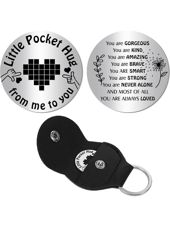 Pocket Hug Token 201 Stainless Steel Double Sided Inspirational Long Distance Social Relationship Keepsake Inspirational Quote for Friendship Christmas Gifts Heart Silver 1.21.2 Inch DIY