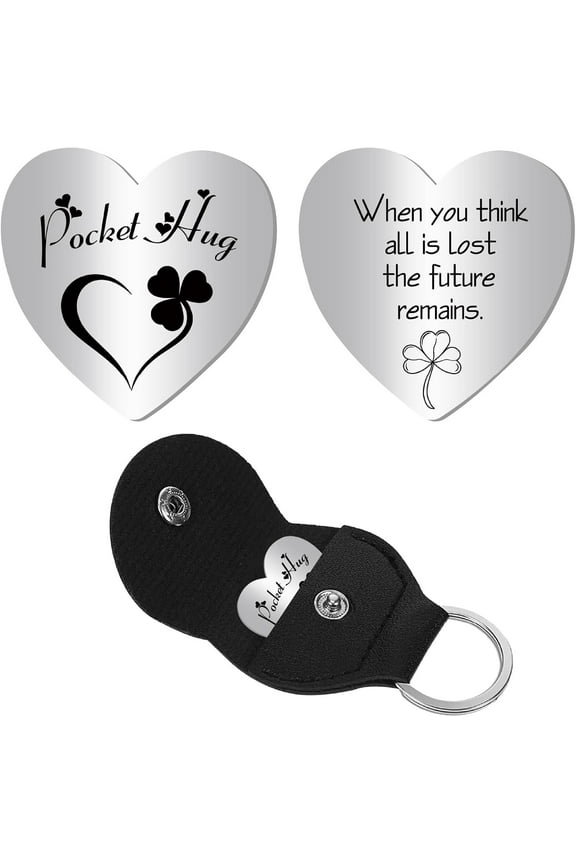 Pocket Hug Token 201 Stainless Steel Pocket Hug Inspirational Quote Double Sided Long Distance Social Relationship Keepsake for Family Friends Christmas Easter Gifts Silver Heart 11 Inch