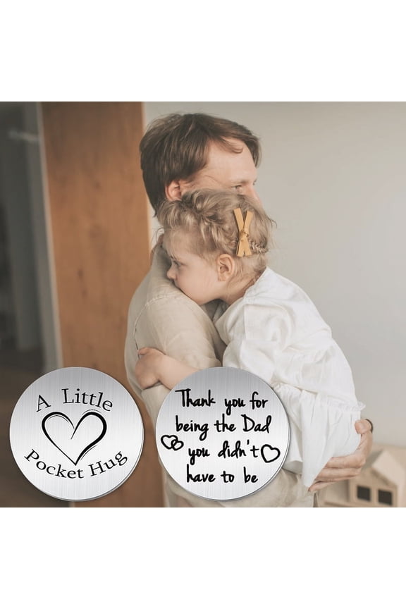 Pocket Hug Token Dad Gifts from Daughter Son Appreciation Grateful Gift for Dad Father Daddy Christmas Birthday Gifts for Dad Father Daddy In Law Thank You Keychain for Step Bonus Dad Father Daddy