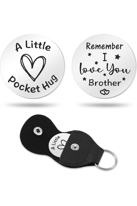 Pocket Hug Token Gift for Women Men Boy Girl Relationship Keychain Double Sided Inspirational Gift with PU Leather