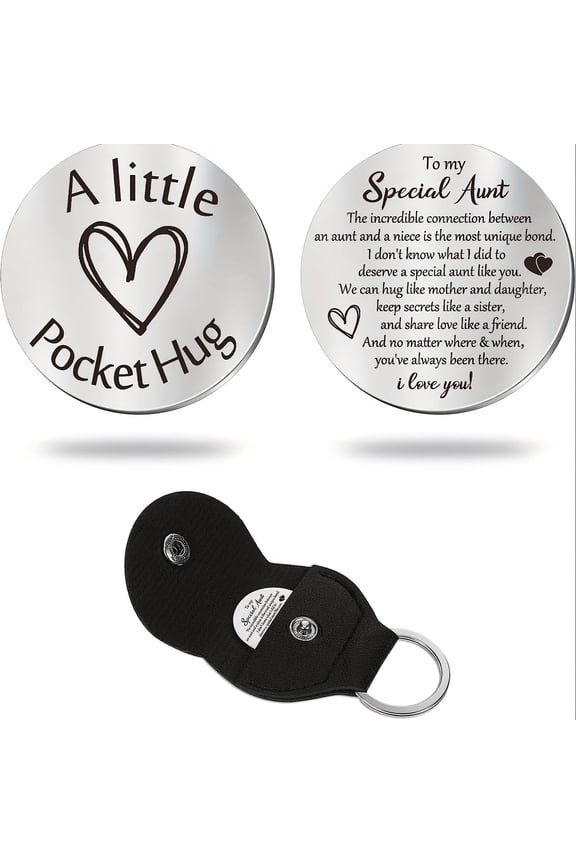 Pocket Hug Token Gifts for Men Boyfriend Girlfriend Inspirational Gift for Son Daughter Brother with Leather Keychain
