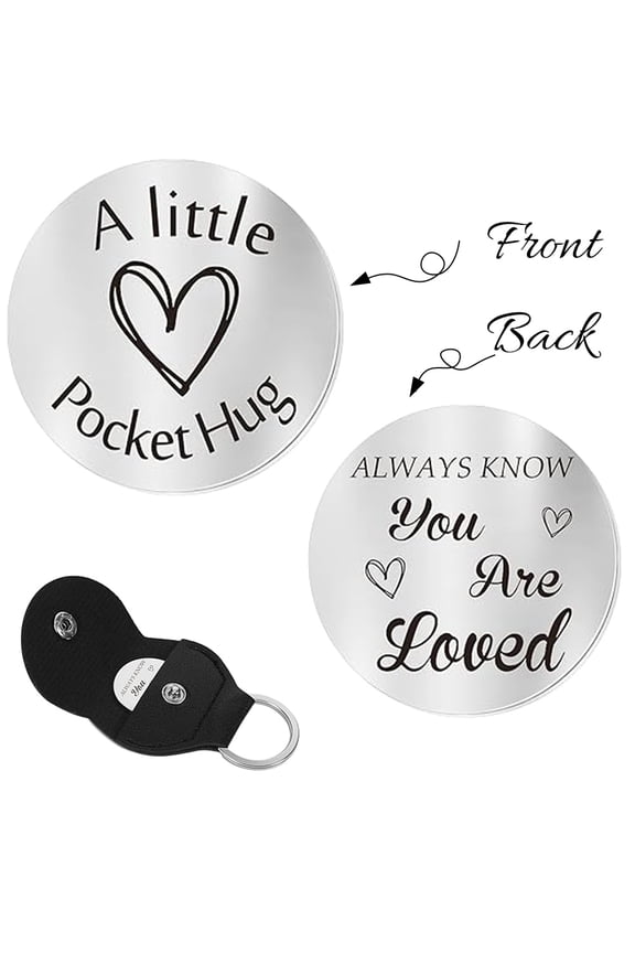 Pocket Hug Token Gifts for Men Boyfriend Girlfriend Inspirational Gift for Son Daughter Brother with Leather Keychain