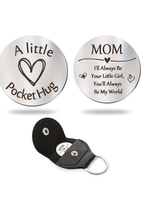 Pocket Hug Token Gifts for Men Boyfriend Girlfriend Inspirational Gift for Son Daughter Brother with Leather Keychain