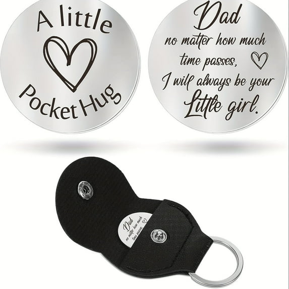 Pocket Hug Token Gifts for Men Boyfriend Girlfriend Inspirational Gift for Son Daughter Brother with Leather Keychain