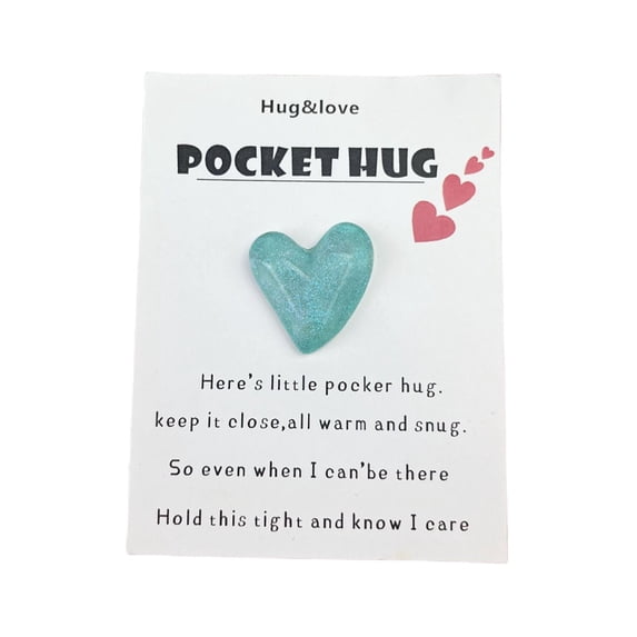 Pocket Hug Token with Greeting Card, Mini Cute Heart Keepsake Gift for Women, Granddaughter, Best Friend, Christmas Birthday Gift for Long Distance Relationship