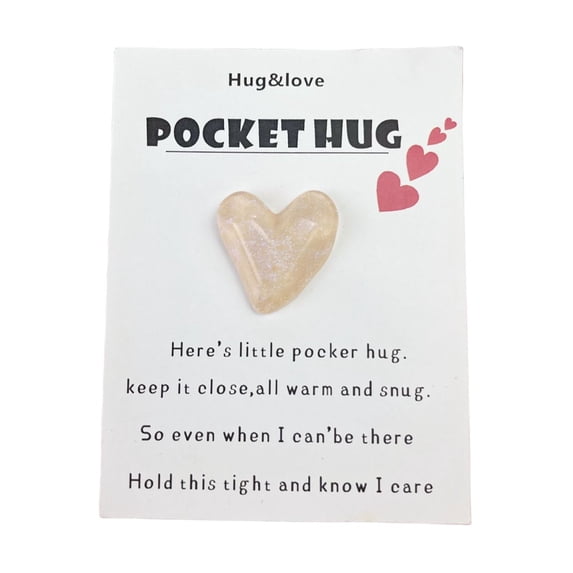 Pocket Hug Token with Greeting Card, Mini Cute Heart Keepsake Gift for Women, Granddaughter, Best Friend, Christmas Birthday Gift for Long Distance Relationship