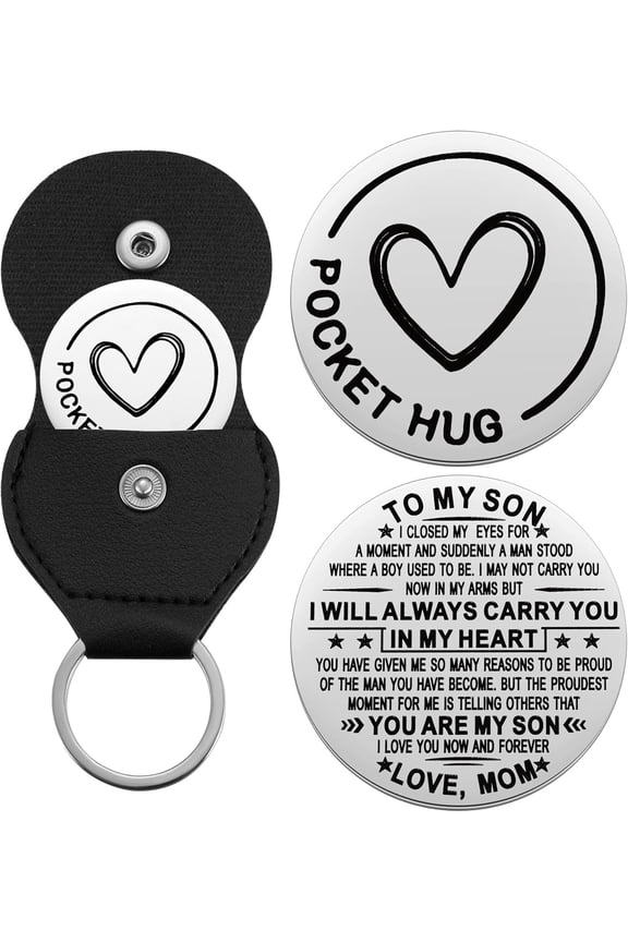 Pocket Hug Token Inspirational Reminder Gifts Mental Health Thinking of You Gift Self Love with PU Leather Keychain