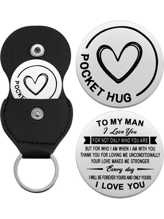 Pocket Hug Token Inspirational Reminder Gifts Mental Health Thinking of You Gift Self Love with PU Leather Keychain