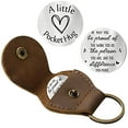 thumbnail image 1 of Pocket Hug Token Long Distance Relationship Keepsake, Double Sided Message Engraved with Leather Keychain, 1 of 6