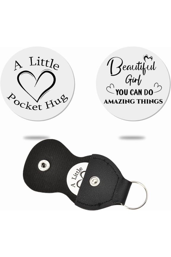 Pocket Hug Token Long Distance Relationship Keepsake Gifts for Women Birthday Christmas Gifts With Leather Keychain