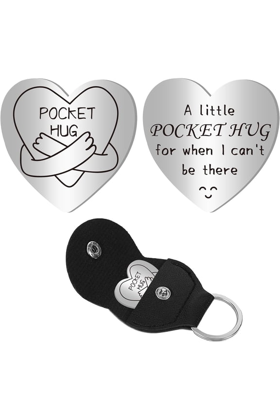 Pocket Hug Token Long Distance Relationship Keepsake Stainless Steel Double Sided Message Engraved 1set