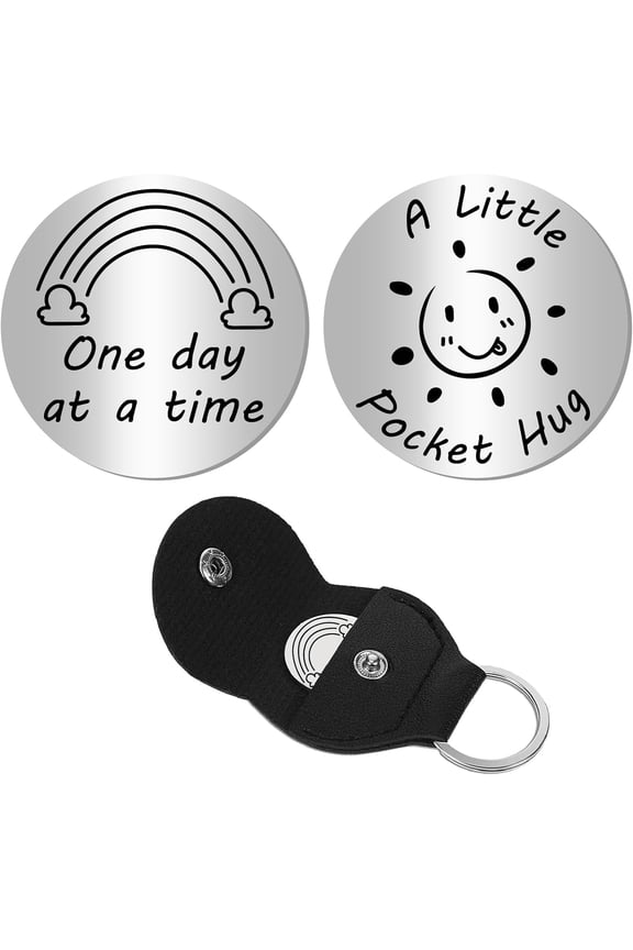 Pocket Hug Token Long Distance Relationship Keepsake Stainless Steel Double Sided Message Engraved Memento DIY Word