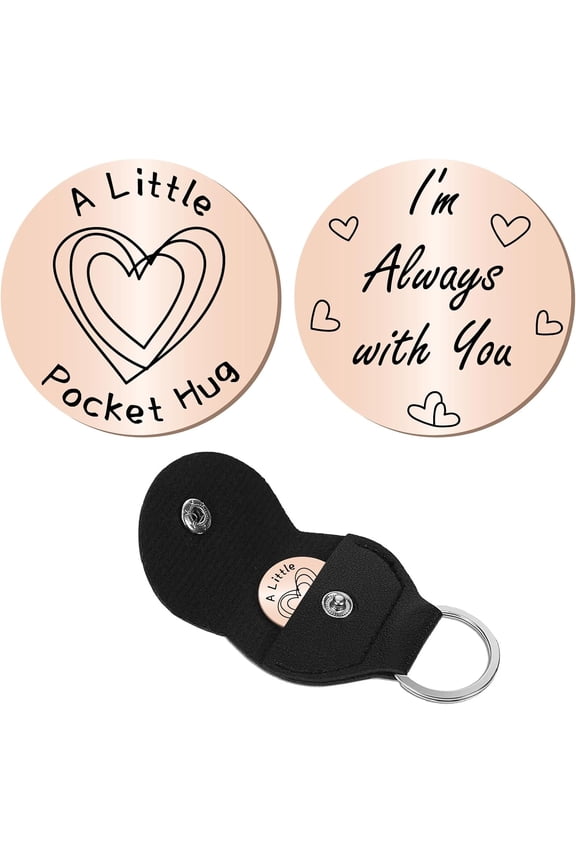 Pocket Hug Token Long Distance Relationship Keepsake Stainless Steel Double Sided Message Engraved Memento Rose Gold