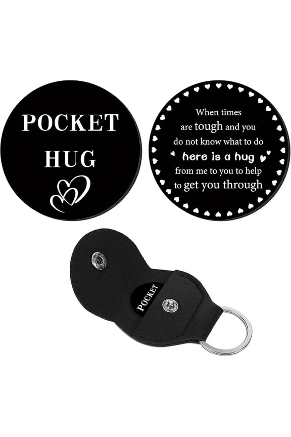 Pocket Hug Token Long Distance Relationship Keepsake Stainless Steel Token Bulk with Leather Key Chain Inspirational Gift for Boyfriend Girlfriend Son Brother Husband Family Brother 3x3cm diy