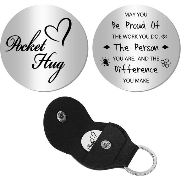 Pocket Hug Token Long Distance Relationship Keepsake Token Stainless Steel Double Sided Engraved Memorial Inspirational Pocket Token with Keyring for Daughter Son 1.2 x 1.2Inch Silver DIY