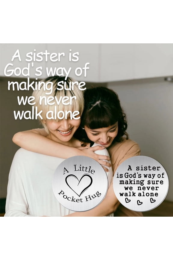 Pocket Hug Token Sister Gifts from Sisters Big Little Sisters Christmas Birthday Gift for Sister In Law Inspirational Motivational Gifts for Sister Keychain for Step Sister Long Distance Gift