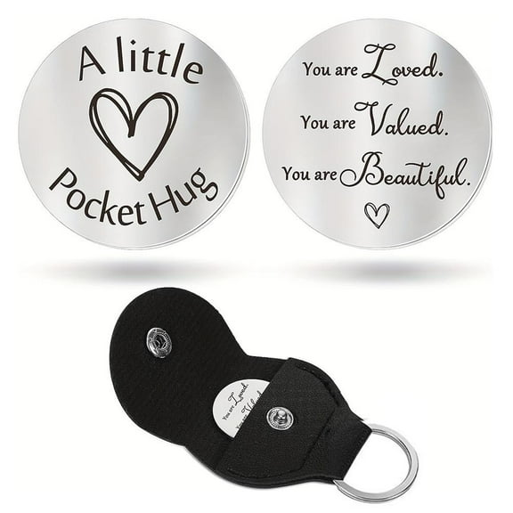 Pocket Hug Tokens Heart Round Hugs Loved Ones Little Keepsake Double Sided Gift I4W6